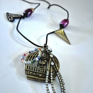 Gold and Multicolor Pendant Necklace